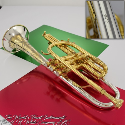Vintage King H. N. White Silver Tone Cornet Original Gold Plate Finish - Picture 4 of 12