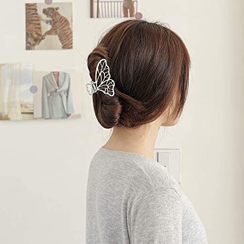 Butterfly Hair Claw Clips Women 4 Pcs | Rose Gold + Silver + Gold + Black - Picture 4 of 6