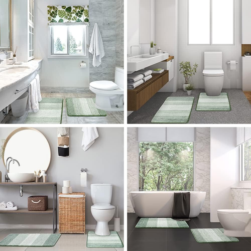 2 Piece Ombre Bath Mat Set Bathroom Rugs, Non Slip Ultra Soft and Water A - Picture 6 of 12