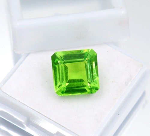 Piedras preciosas sueltas de peridoto verde corte radiante de 8,80 quilates certificadas San Valentín mejor oferta - Imagen 3 de 9