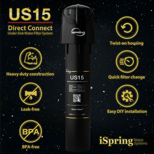 iSpring Under Sink Water Filter System, Leak-Free, Reduce Chlorine Heavy Metals - Picture 2 of 7