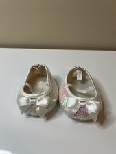 Build A Bear Workshop Sparkly White Sequin Shiny Mary Janes With Bow BAB