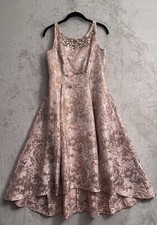 ADRIANNA PAPELL  JACQUARD JEWEL LINED Pleated DRESS/HIGH/LOW SIZE 6 With Pockets