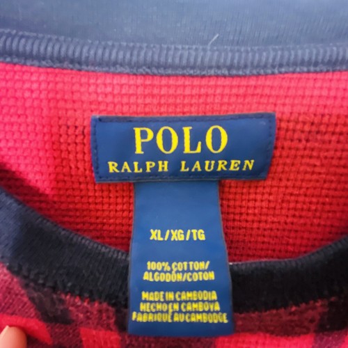 Polo Ralph Lauren Pajama Top Mens XL Thermal Long Sleeve Crew Knit Buffalo Plaid - Picture 6 of 7