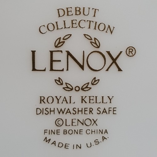 2 Lenox Bone China Made in USA ROYAL KELLY Teacups & Saucers. Marbled Blue. Gold - Picture 18 of 21