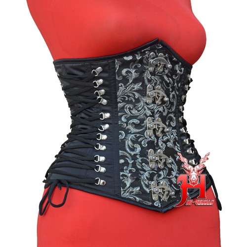 Corsé de reloj de arena modelador de cuerpo punk vapor brocado debajo del busto deshuesado de acero - Imagen 2 de 7