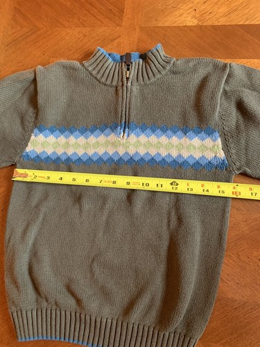 Gymboree Boys 1/4 Zip Cotton Pullover Sweater Size 8 Diamond Pattern Olive Green - Picture 3 of 6