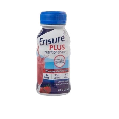 Oral Supplement Ensure  Plus Strawberry Flavor Ready to Use 8oz. Bottles,24/case