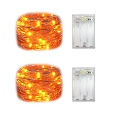 Mini Led Fairy Lights Battery Operated Timer 30 Leds Orangeamber 2 Pack