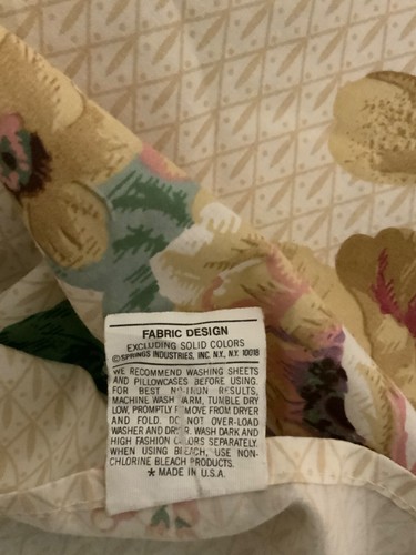 Springmaid multicolor floral twin sheet ruffle beige white No Iron Percale - Picture 7 of 7
