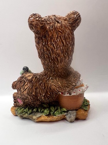 Vintage Resin Figure Child in Bear Costume Eating Honey with Flowers Figurine VG - Picture 5 of 11