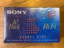 10 Pack New Sony C-60HF Audio Cassette Tapes Sealed