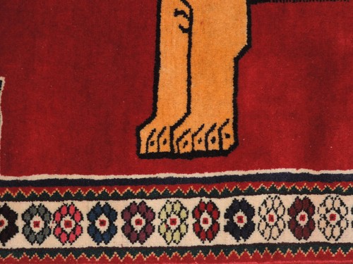 4x5ft. Handmade Quasqui Lion Design Wool Rug - Picture 9 of 11