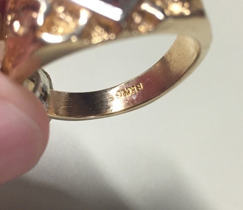 Vintage 18K HGE runder CZ Größe 11 verzierter Band Ehering 80er Jahre Nachlass Stück - Bild 8 von 12