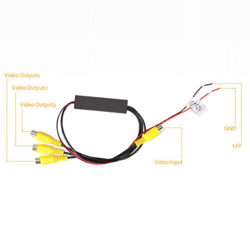 1 to 3 Car DVD TV Video Monitor Amplifier Booster Distribution RCA Splitter 12V - Picture 3 of 4