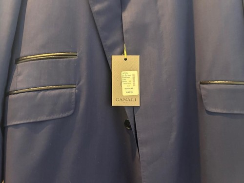 CANALI COAT - Men's Size 46R (US)/56 (Eu) - Wool Blue Overcoat - Picture 3 of 6