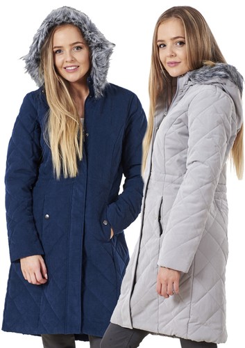 Ladies Quilted Hooded Warm Coat Winter Outerwear Fur Jacket Parka Rr6Rn0q