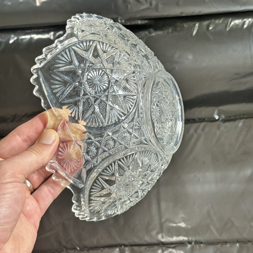 EAPG 9" Round Glass Bowl Bryce Higbee Ten-Point Fine Cut Star And Fan Variant - Picture 7 of 24