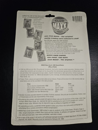 Vintage Nascar Cards 1995 Special Edition Maxx Chromium Club Maxx Geoff... - Picture 2 of 2