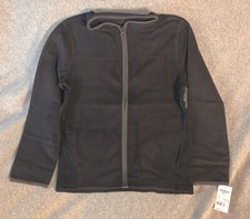 New OshKosh Boys 10 12 Year Fleece Zip Down Jacket Sweatshirt Black NWT
