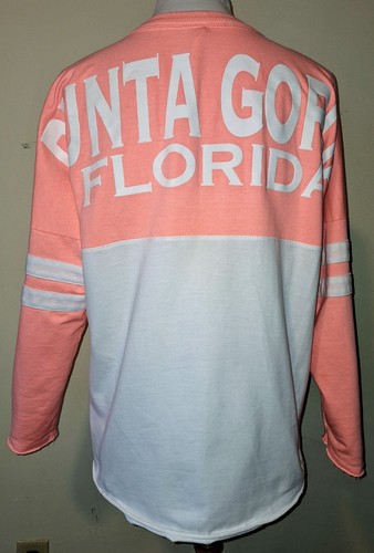 Top de playa Punta Gorda Florida para mujer talla M salmón y blanco manga larga - Imagen 13 de 21