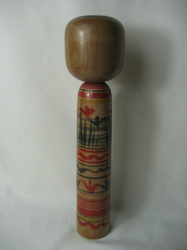 Alte Kokeshi Japan Holz Puppe mit Signatur Asiatika Höhe 31,5 cm - Bild 7 von 9