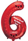 Red Henry Hoover 34” Foil Number 6 Helium Balloon Birthday Party Decoration