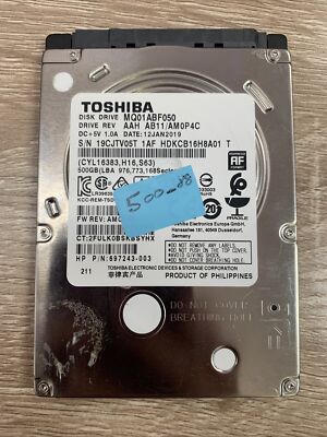 TOSHIBA 500Gb HARD DRIVE 2.5