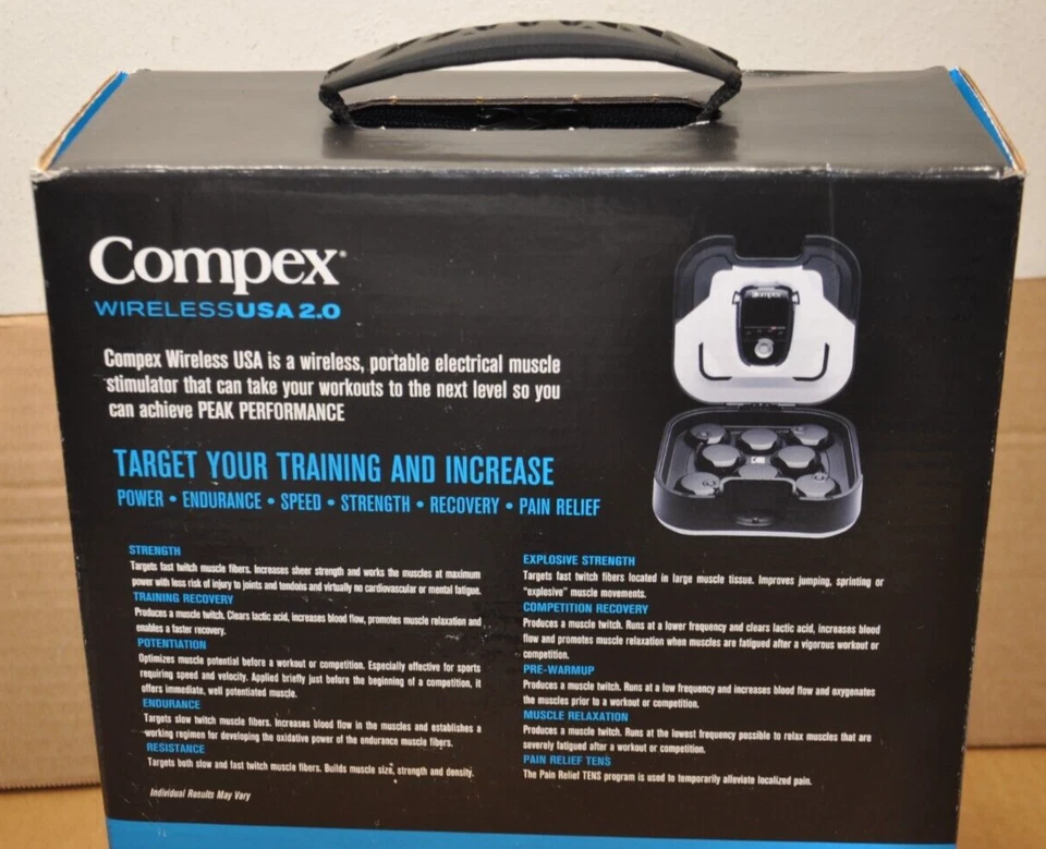 Compex Wireless EE. UU. 2.0 Estimulador Muscular Decenas Unidad Kit TENS + EMS 10 Programas Foto 2 de 4