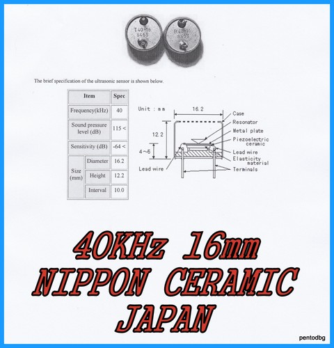 T40-16 R40-16 JAPÓN CERÁMICA 40KHz TRANSMISOR ULTRASÓNICO + RECEPTOR - Imagen 4 de 12