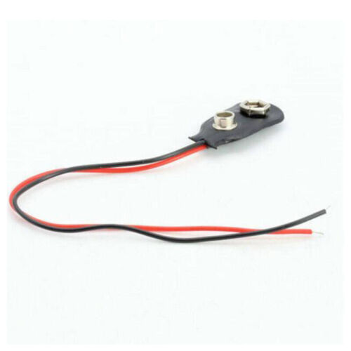 Bulk 2 Pcs Snap 9V (9 Volt) Battery Clip Connector I Type Black w Cable TNA - Picture 2 of 8