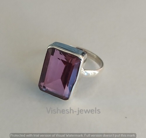 Solid 925 Sterling Silver Color Change Alexandrite Ring Jewelry S US 7 VJ-374 - Bild 4 von 8