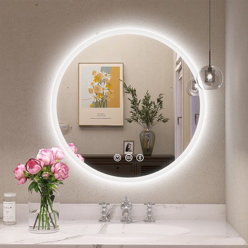 Moderner 24" LED Badezimmer Kosmetikspiegel abblendbar Bluetooth zum Schminken/Rasieren - Bild 1 von 10