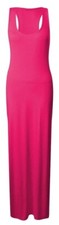 Womens Racer Maxi Dress Ladies Long Stretch Jersey Plain Muscle Back Vest Top UK