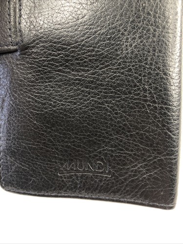 Vintage Mundi Black Nappa Cowhide BIFOLD WOMENS WALLET/CREDIT CARD 16 Pocket - Picture 3 of 5