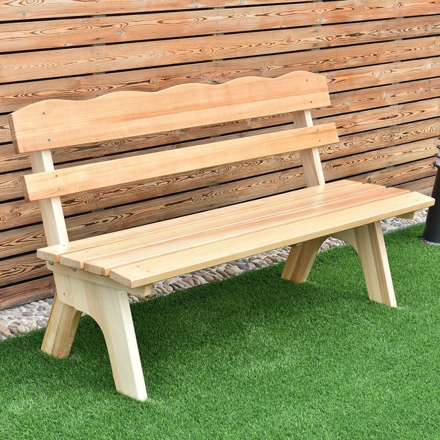 5 Ft 3 Seats Outdoor Wooden Garden Bench Chair Wood Frame Yard Deck Furniture
