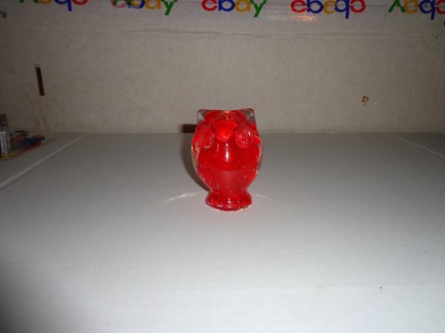 Lefton búho rojo vidrio soplado/burbujas hecho en Japón peso de papel vintage - Imagen 7 de 7