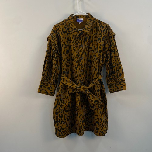 Kahlana Barfield Brown Womens 14 Jacket Shirt Top Animal Print 3/4 Sleeve Denim