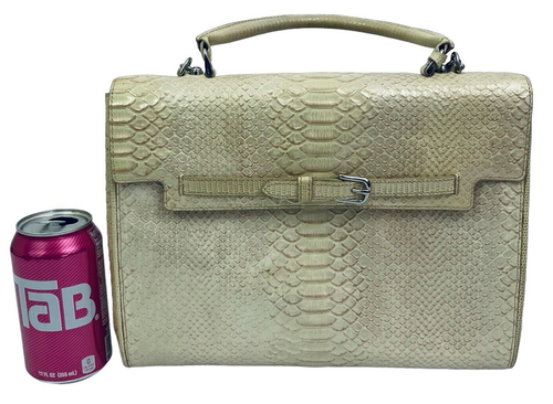 Brahmin Purse Shoulder Bag Snake Snakeskin Handbag Neutral Bag 12" x 9" NICE - Picture 6 of 23