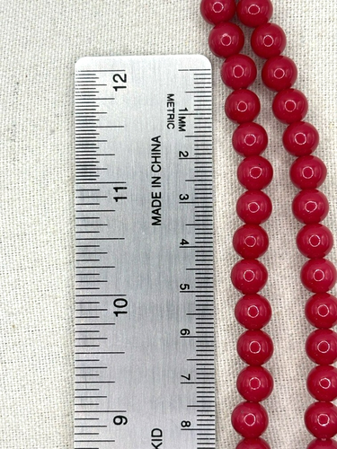 Collana di perle a sfera acriliche rotonde graduate rosso ciliegia 30 pollici - Foto 11 di 19