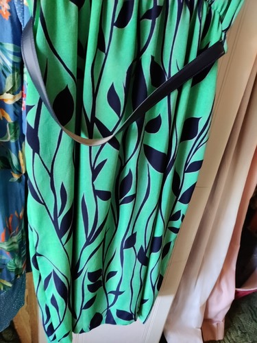 verde/azul marino carmelle camisa cintura vestido talla 18, con cinturón y almohadillas - Imagen 2 de 9