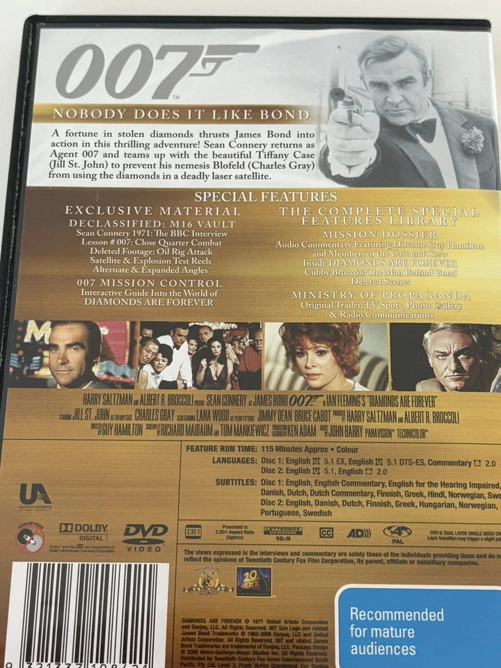 Diamonds Are Forever James Bond 007 Ultimate Edition 2 Disc DVD Like New - image 4 of 4