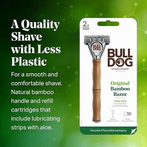 Bulldog skin care Original Bamboo Razor w/ Handle 2 Cartridges - Picture 2 of 4