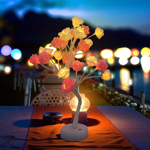Bedside Lamp Rose Flower LED Bouquet Lamp Bonsai Lighted Tree - Picture 10 of 12