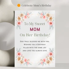 Christian Birthday Card For Mom Faith Based Greeting Card Scripture Card for Mom