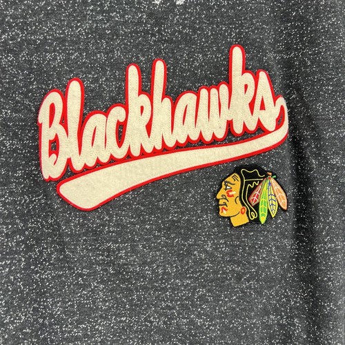 Chicago Blackhawks Shirt Womens Large Gray Long Sleeve Old Time Hockey - Picture 2 of 5