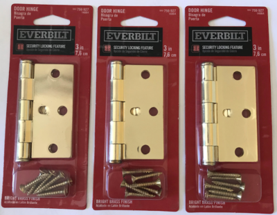 #ad #ad Everbilt 3 in. Bright Brass Square Corner Security Door Hinge 3 Pack $14.99