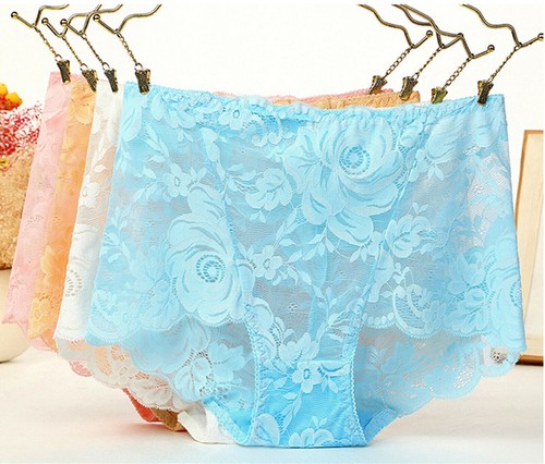 1-4 Ladies High Waist Lace Rose Panties Sexy & Comfortable Briefs (Sizes 10-18) - Picture 2 of 22