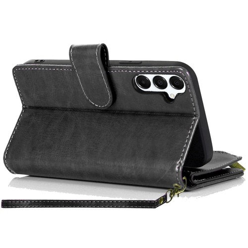 Pour Galaxy A16 5G Étui Faux Cuir Portefeuille Carte ID Fermeture Éclair Porte Monnaie Housse - Photo 7 sur 12