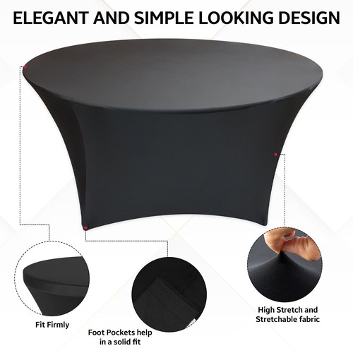 Spandex Stretch Tight Fit Table Cover Trestle Tablecloth - Round Rectangle - Picture 2 of 32